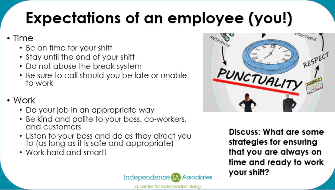 Pre-ETS slide about worker expectations